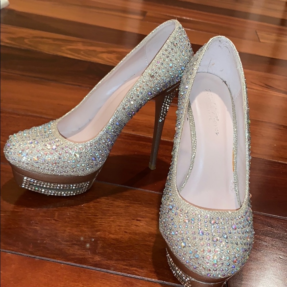 Night Moves by Allure Gold Rhinestone Pumps